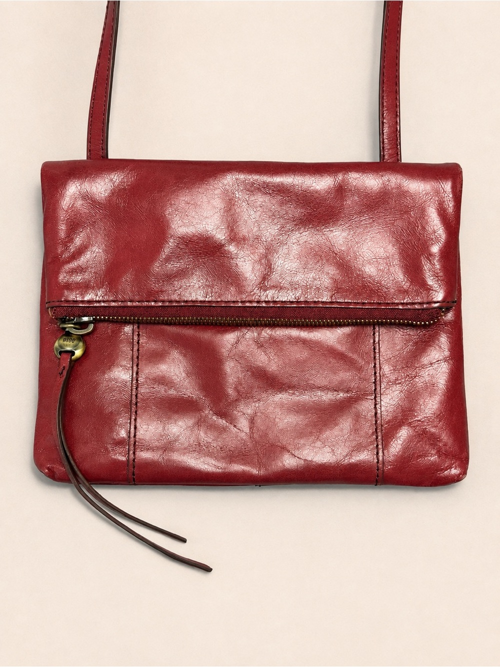 HOBO Sparrow Leather Crossbody Bag Logan Red + Dust Bag - Picture 2 of 12